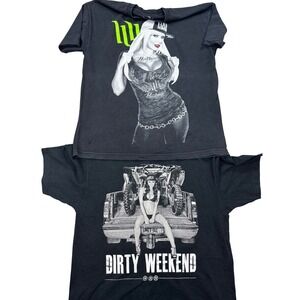 Y2K Shirts Mens XL Black Grunge Skate Thrashed Sexy Graphic‎ 2PCS